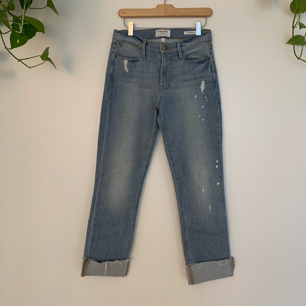 FRAME Le High Straight Denim Distressed Jean Sz 27